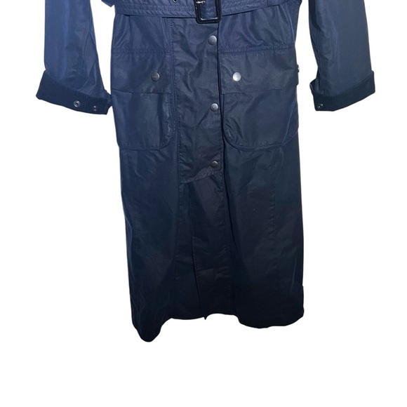 Barbour x Chloé Navy Blue Dany Dani Ruffled Waxed Trench Coat Chloe US 2 - Picture 4 of 16